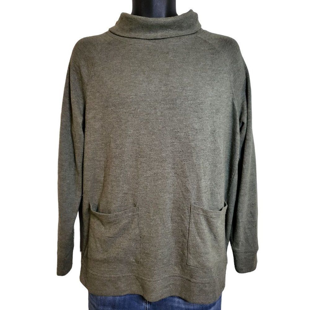 Haven Well Within Turtleneck Long Sleeve‎ Sz M Shirt Women Gray Casual Workwear